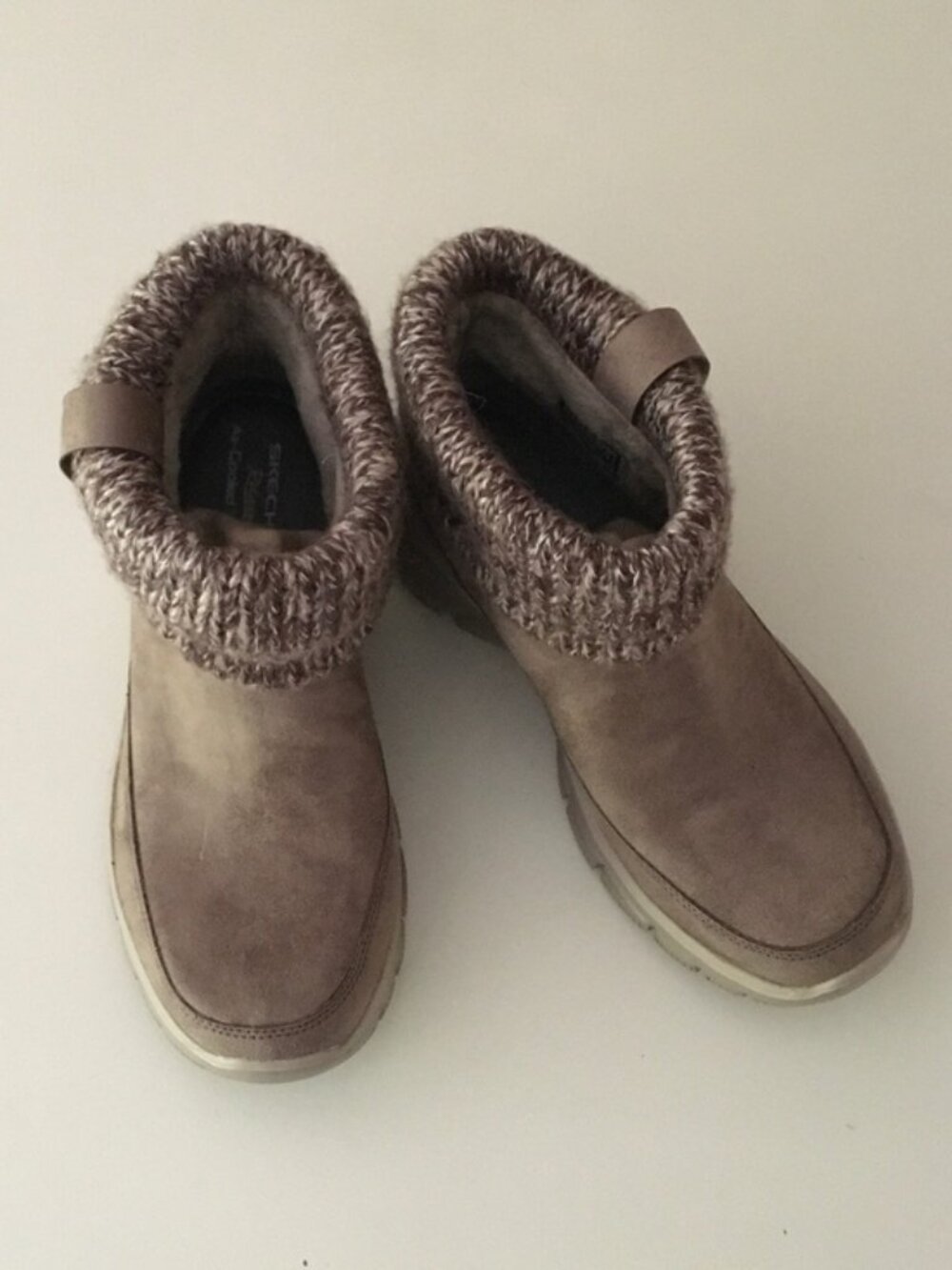 Skechers Relaxed Fit Easy Going Taupe Knit Collar Memory Foam Ankle‎ Boots